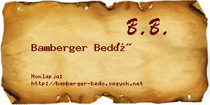 Bamberger Bedő névjegykártya